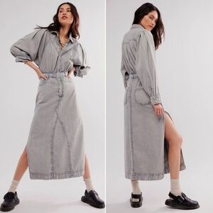 NWT | Free People | Mad Love Denim Midi Dress in Moonstone | Sz S